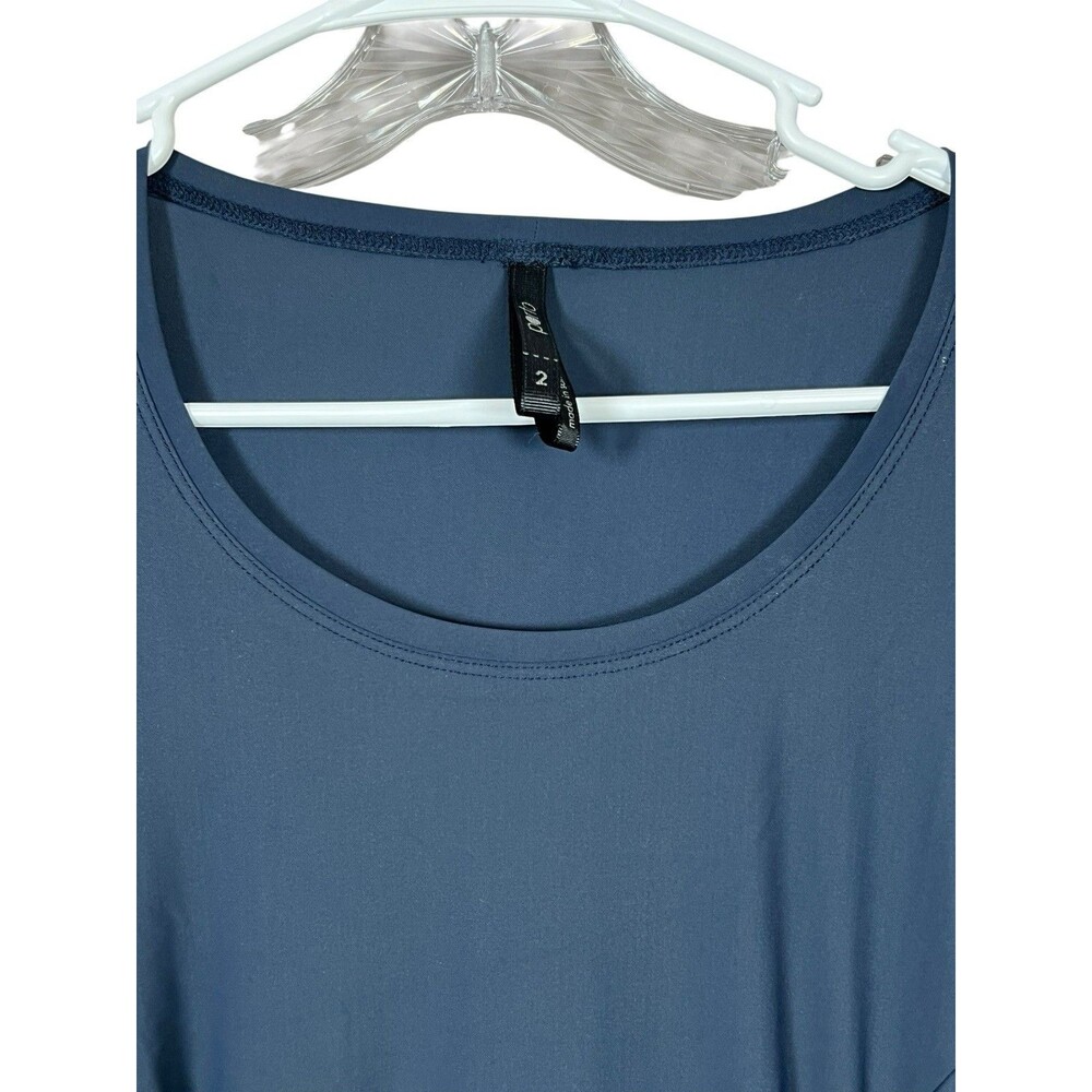 Porto SF Pleated Belted Midi Dress Lagenlook Jersey Size 2 Travel Stretch USA - Picture 6 of 13